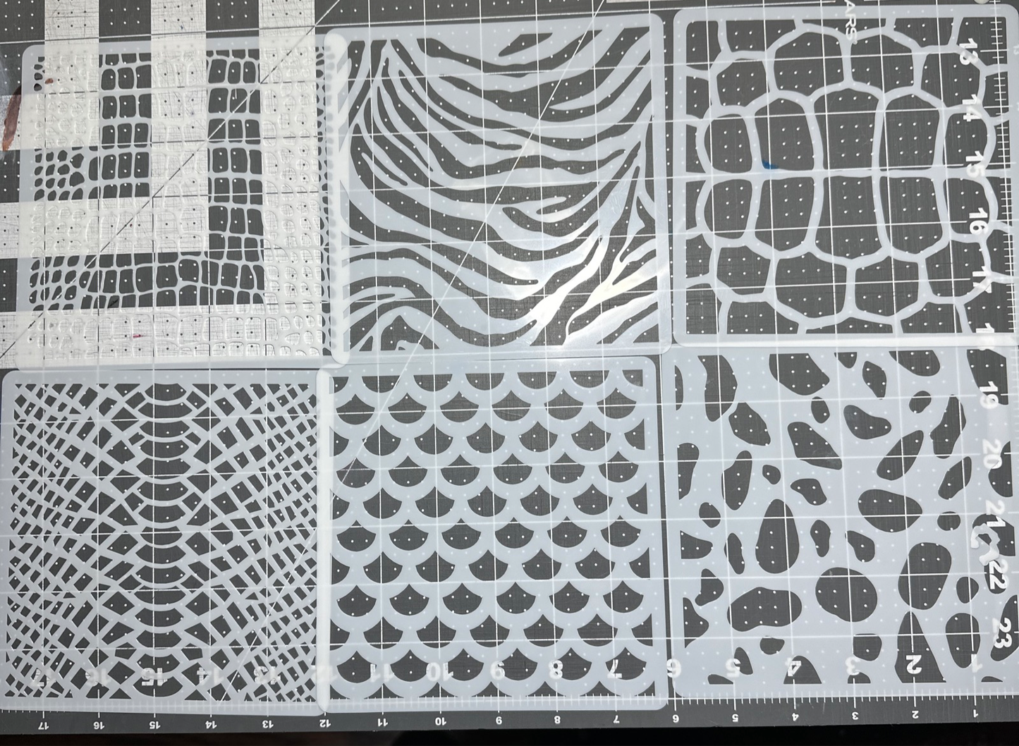 16pc ANIMAL PRINTS FULL SET 6x6” Backgrounds AIRBRUSH Custom Paint STENCILS Mylar Reusable Stencil