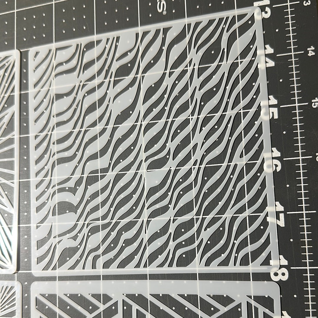 AIRBRUSH STENCILS GEOMETRIC DESIGNS #5, Reuseable ONLY, 4X , 5x5”