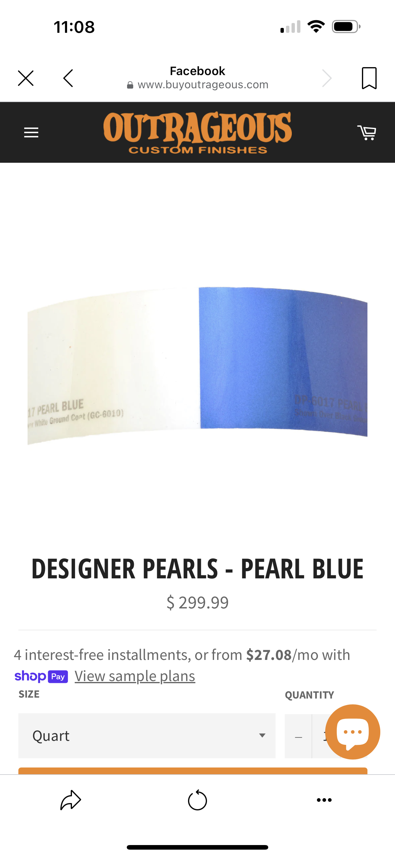 Outrageous PEARL BLUE GHOST PEARL, light blue Tri-coat three stage basecoat 1:1 mix
