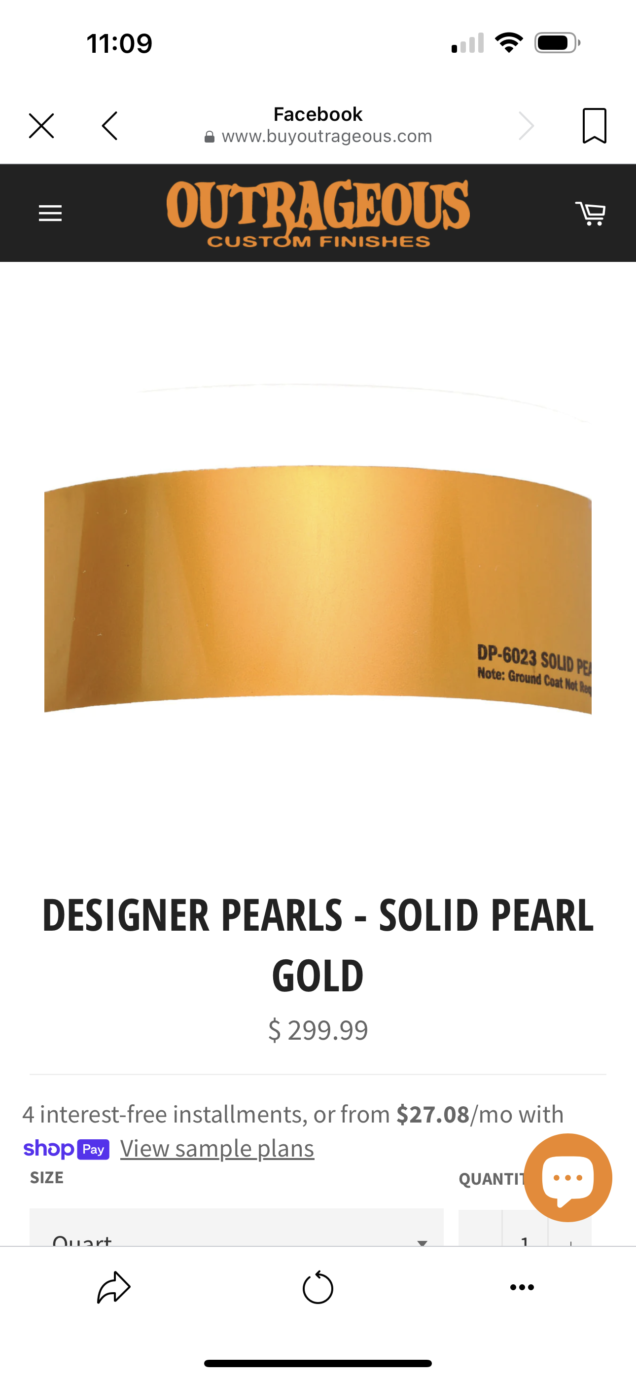Outrageous SOLID PEARL LIGHT GOLD basecoat 1:1 mix