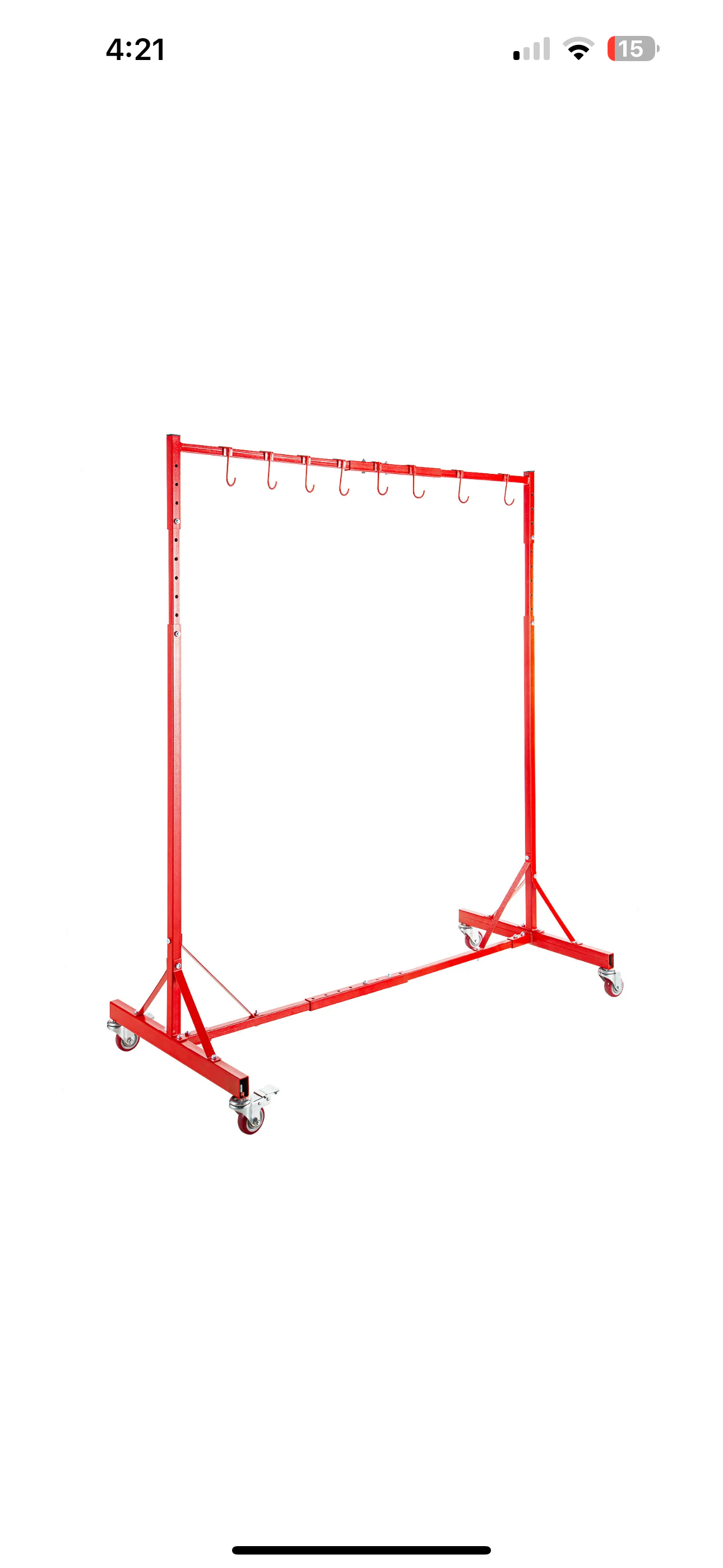 5' WIDE X 6ft TALL Steel Rolling Paint stand , HANG PARTS TO PAINT! Great to get all the edges