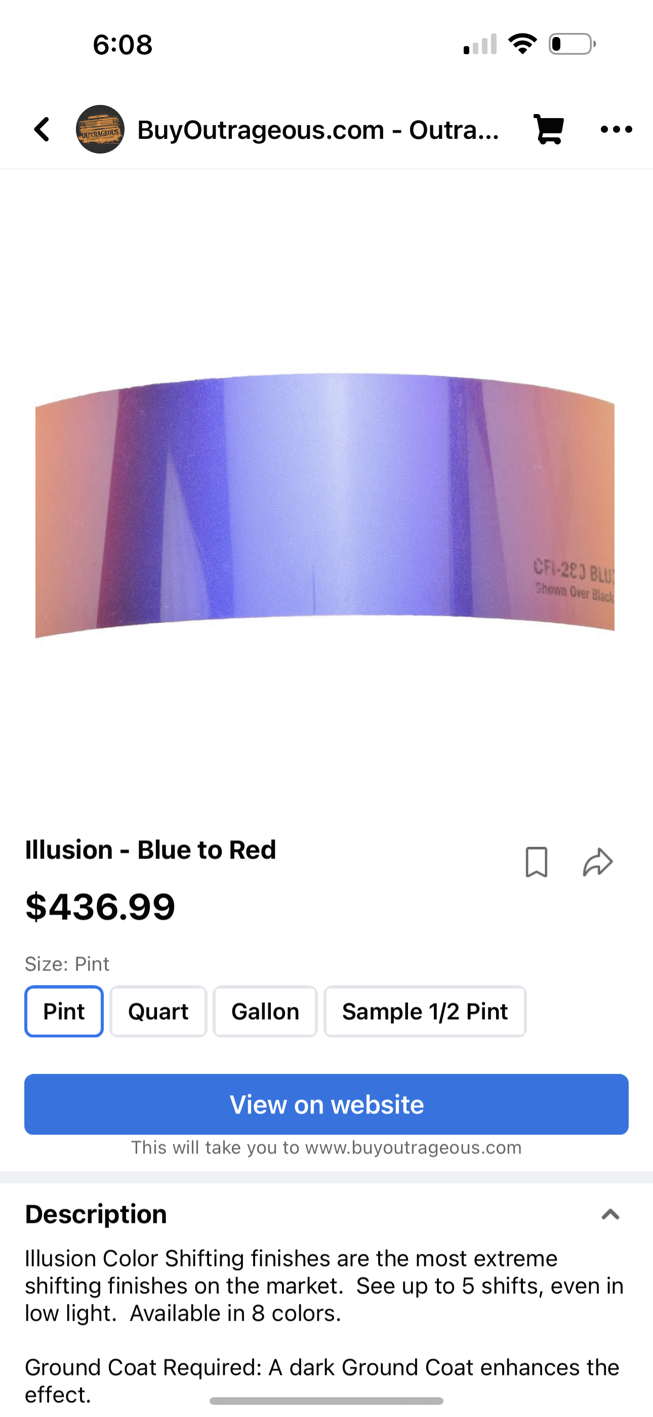 OUTRAGEOUS MAGENTA TO GOLD FLIP FLOP —-ILLUSION—- basecoat 1:1 mix , PINTS ONLY , MOST EXPENSIVE ONE
