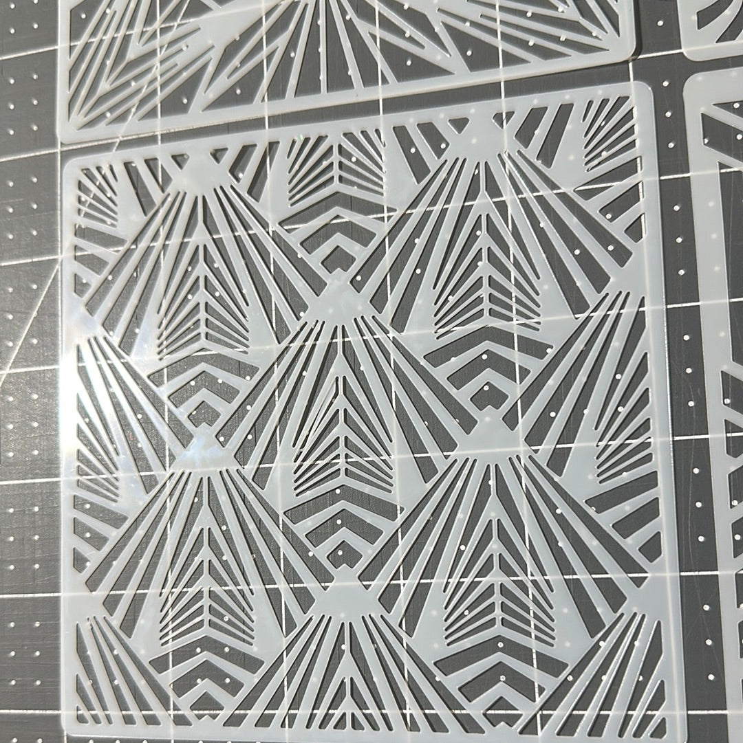 AIRBRUSH STENCILS GEOMETRIC DESIGNS #5, Reuseable ONLY, 4X , 5x5”