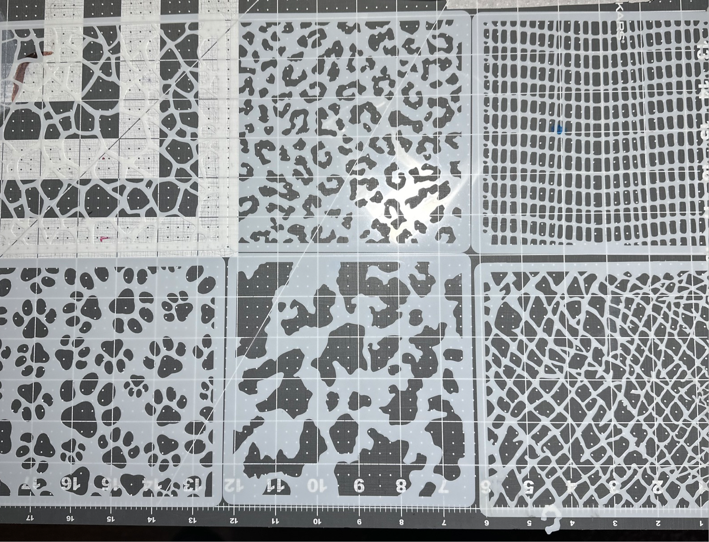 16pc ANIMAL PRINTS FULL SET 6x6” Backgrounds AIRBRUSH Custom Paint STENCILS Mylar Reusable Stencil