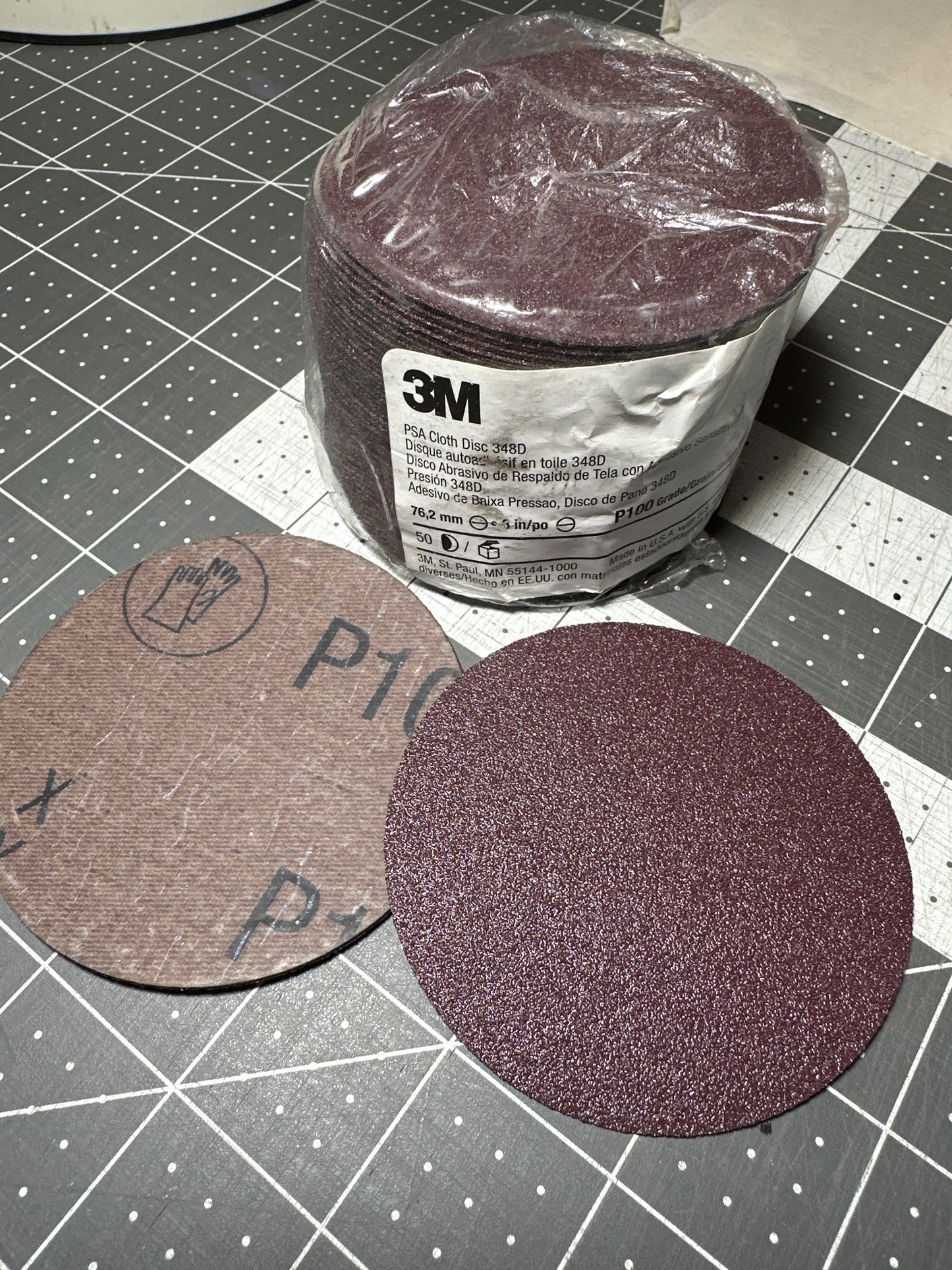 3” DA sandpaper 100 grit psa sticky back stick on 3M cloth disc 348D 50 pack CLEARANCE PRICED!