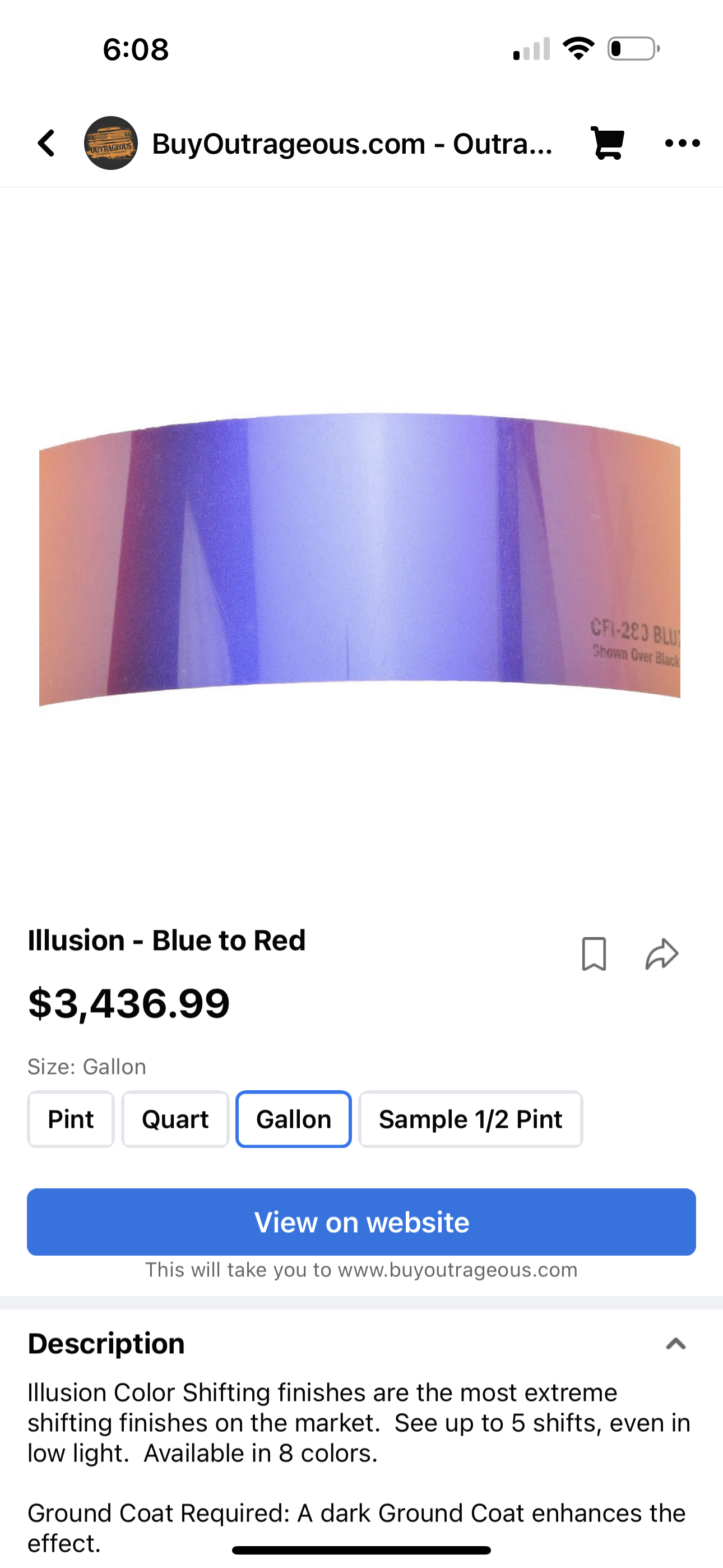 OUTRAGEOUS MAGENTA TO GOLD FLIP FLOP —-ILLUSION—- basecoat 1:1 mix , PINTS ONLY , MOST EXPENSIVE ONE