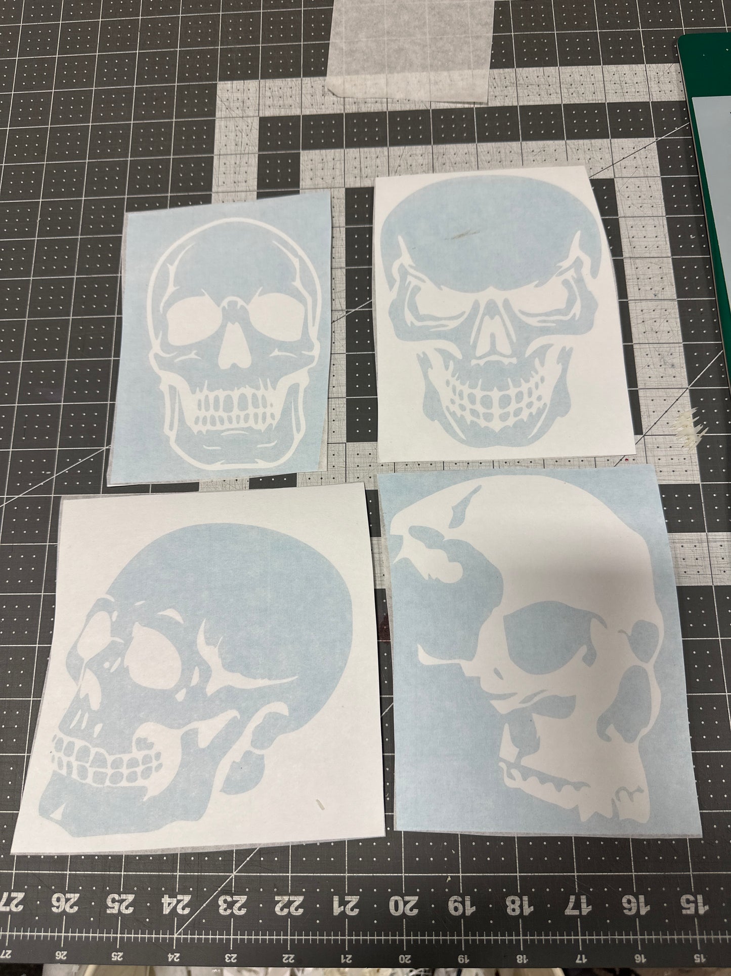 4pc AIRBRUSH STENCILS , SKULLS skull , vinyl stick on ONLY, 6”