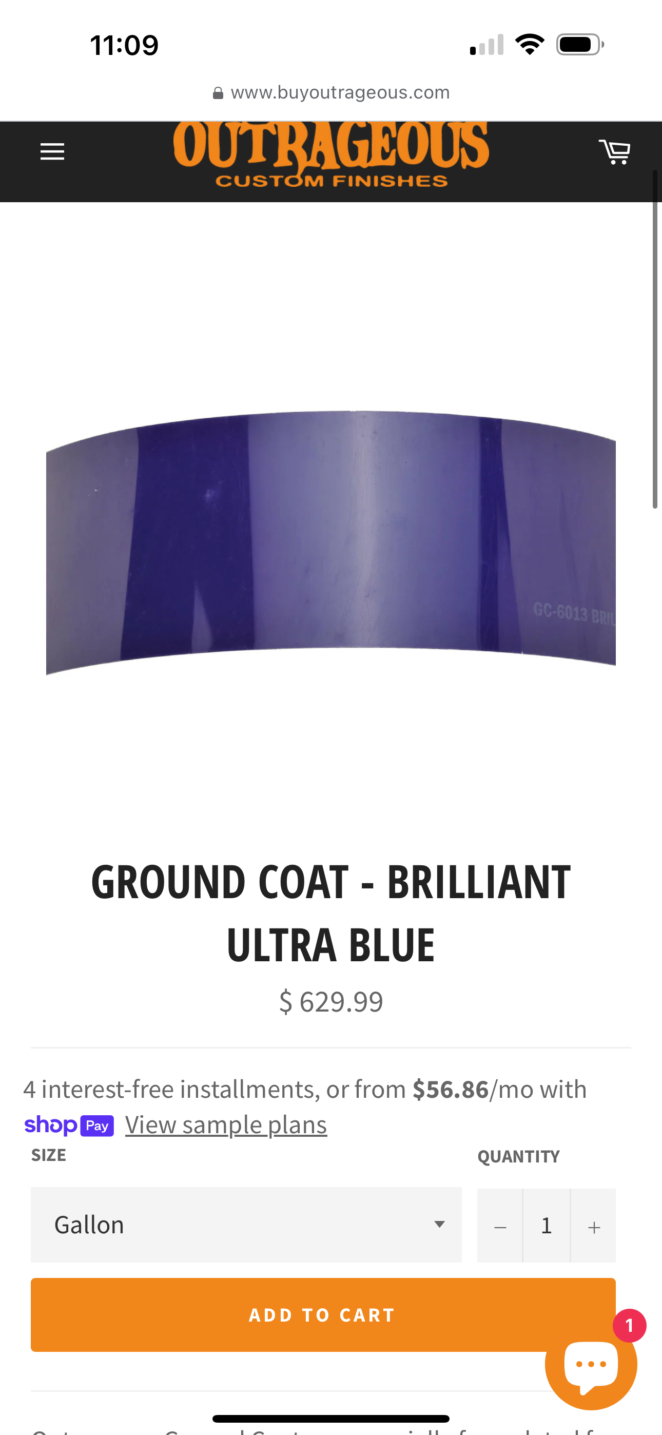 Outrageous Custom Paint BRILLIANT ULTRA BLUE 1:1 basecoat / PURPLE VIOLET