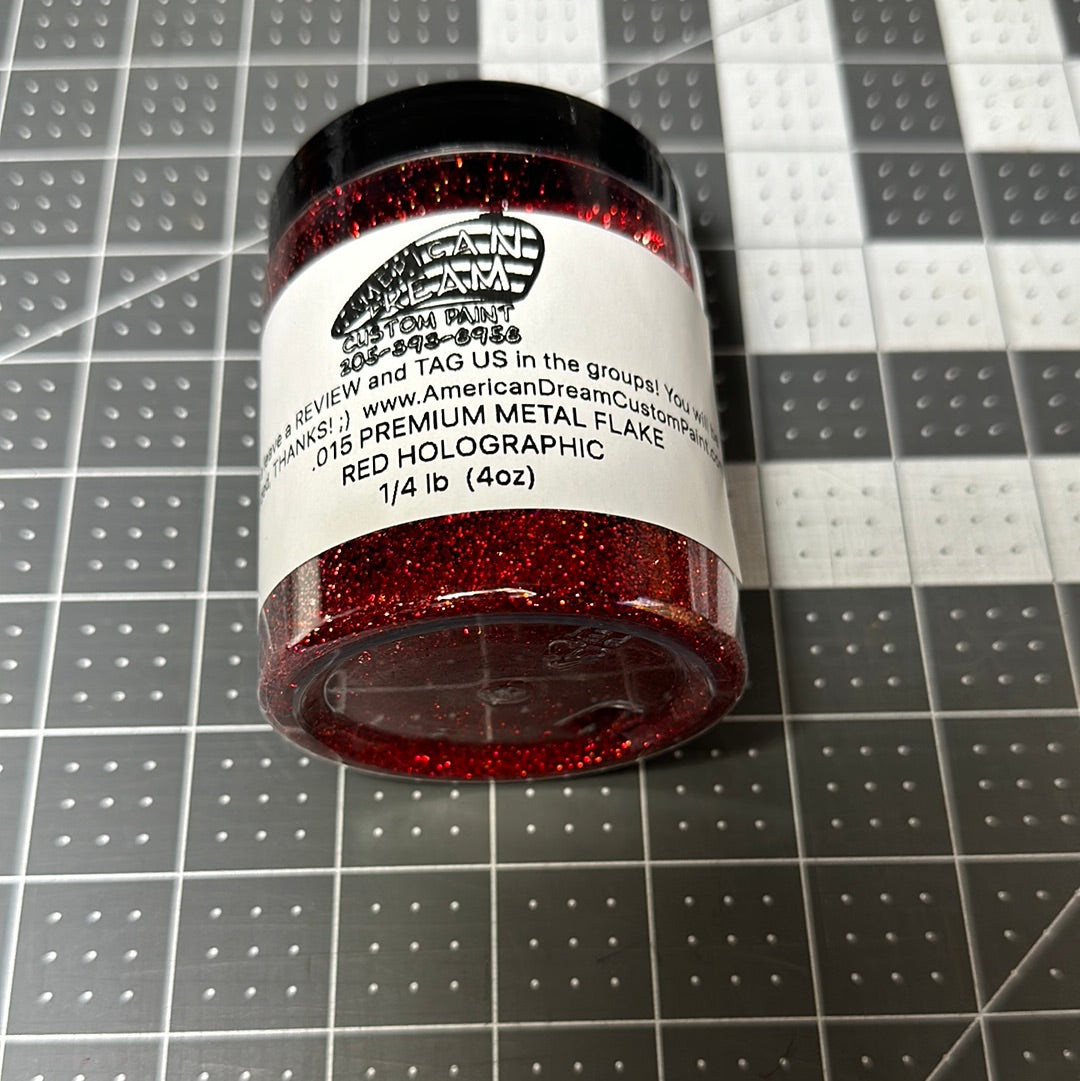 1/8 LB (2oz) HOLOGRAPHIC RED METAL FLAKE .004 .008 .015 .025