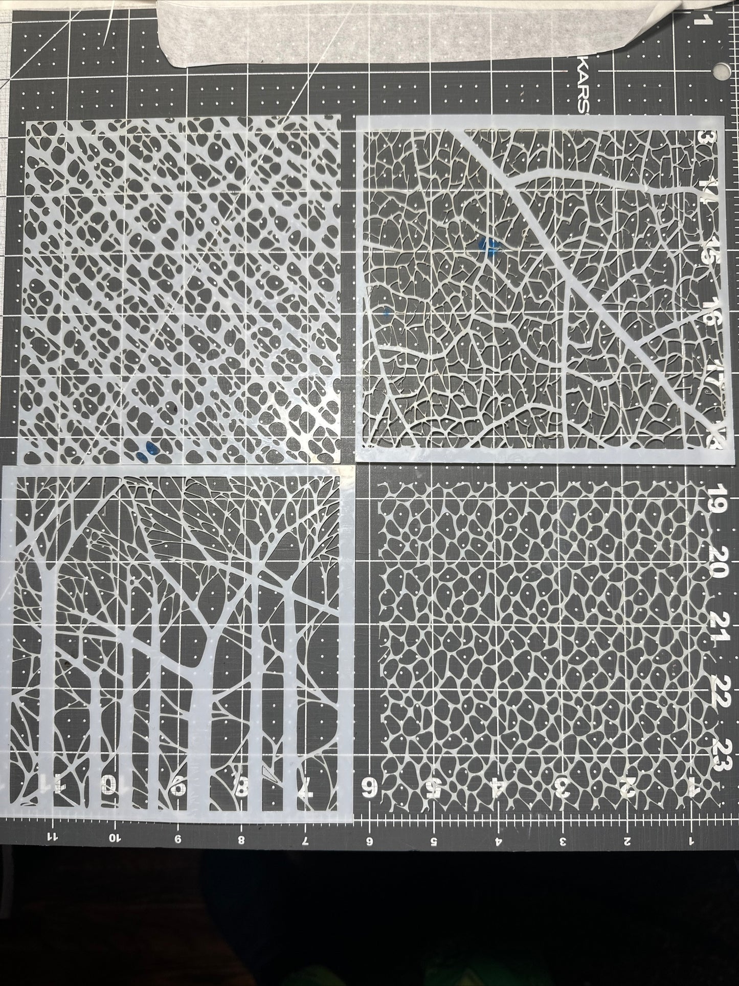 Tree VEIN LEAF BLOOD TEXTURE AIRBRUSH Paint STENCIL SET 4pcs 5-6” Mylar 10mil