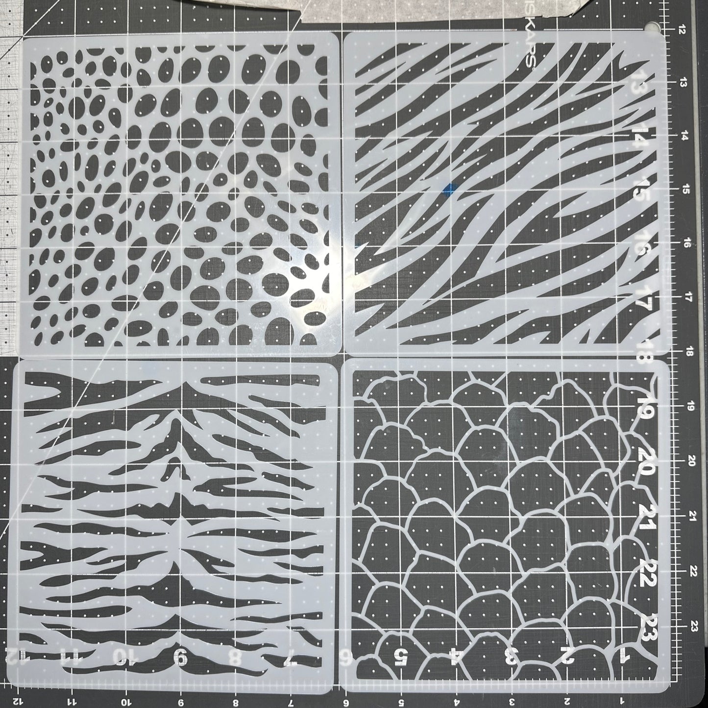 16pc ANIMAL PRINTS FULL SET 6x6” Backgrounds AIRBRUSH Custom Paint STENCILS Mylar Reusable Stencil
