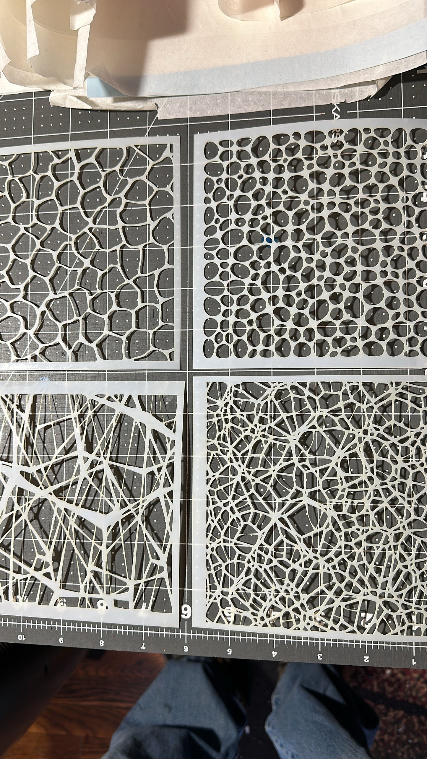 4pc Web Fibers and Rocks 6” Background texture Airbrush Paint Stencils Stencil Set Mylar reusable