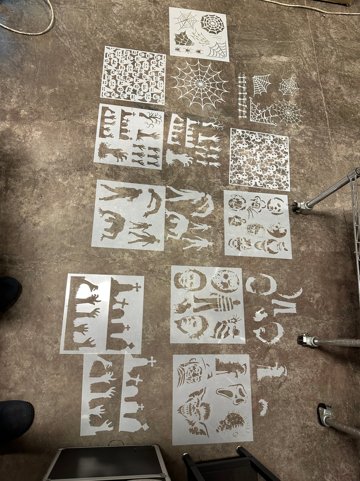 11 Sets HALLOWEEN Horror themed PACK + cutouts AIRBRUSH Paint STENCIL Reusable