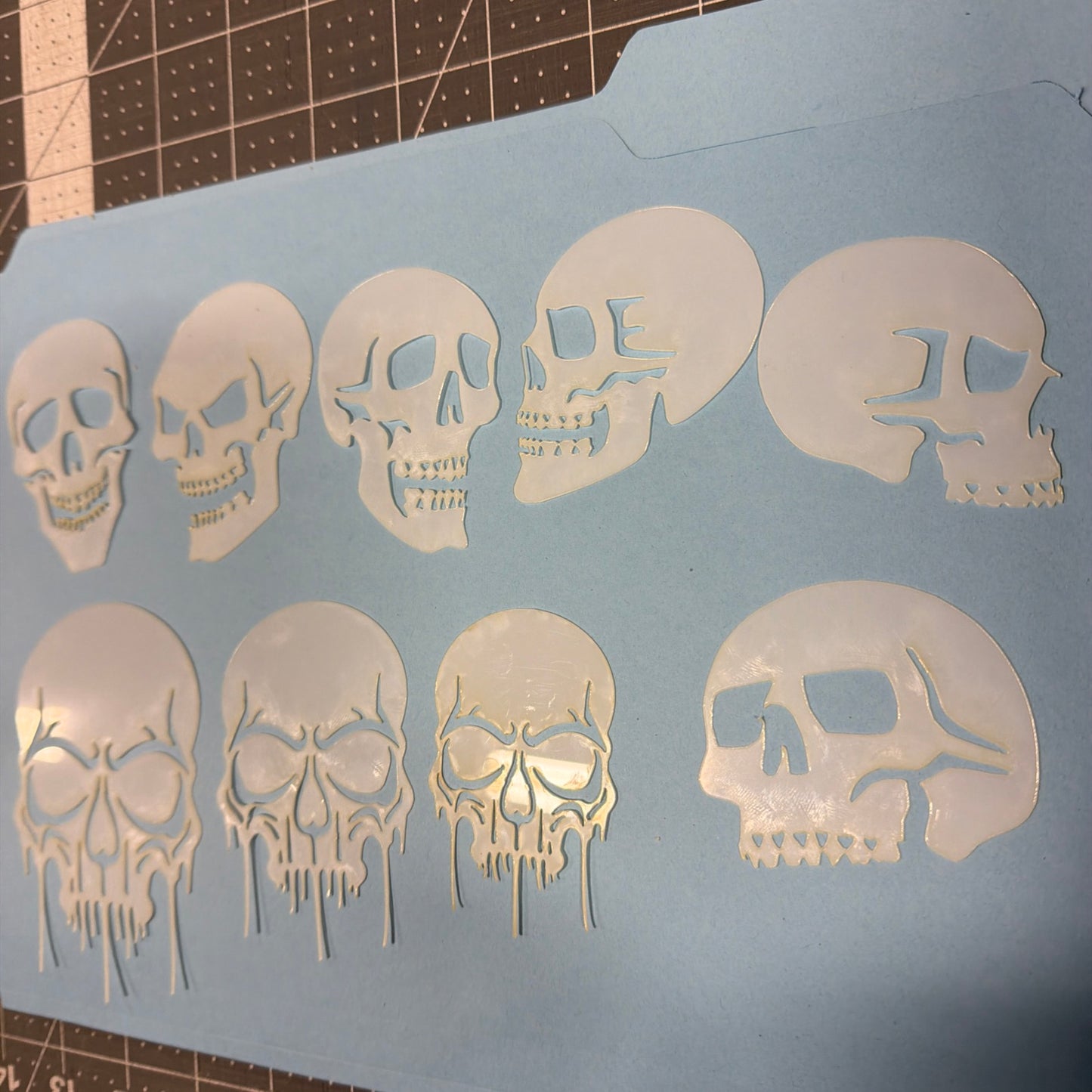 9pc Mini Skulls reusable stencils set dripping skull