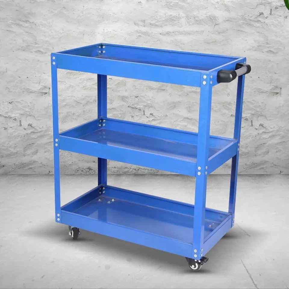 29x14" 3 TIER Tool Cart METAL with wheels and handle, PREPPER CART, BODYMAN, RED OR BLUE
