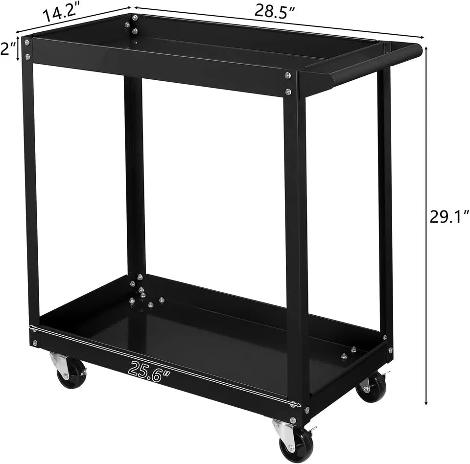2 TIER Rolling Tool Cart Service tray Prepper Painter Bodyman Mechanic cart BASIC, RED OR BLACK