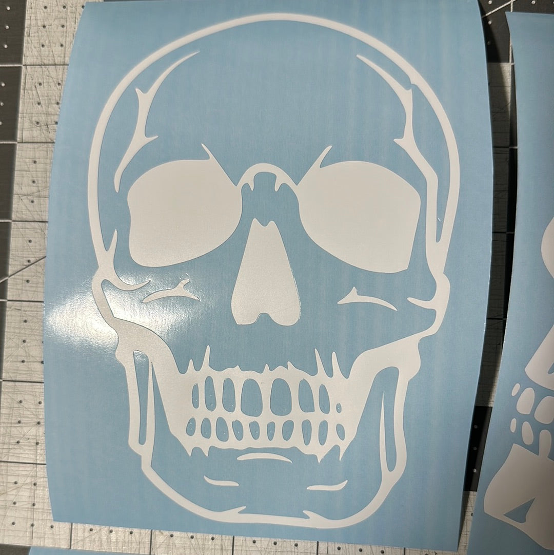 AIRBRUSH STENCILS 11x11” sheet , SKULLS #1 DESIGN , 4X, vinyl stick on ONLY, 6” each, bike tank