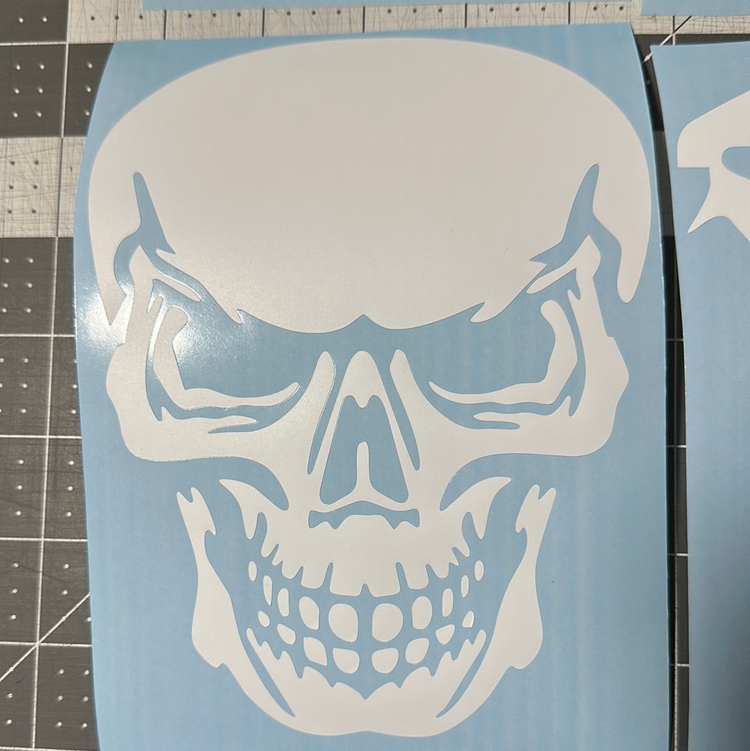 AIRBRUSH STENCILS 11x11” sheet , SKULLS #1 DESIGN , 4X, vinyl stick on ONLY, 6” each, bike tank