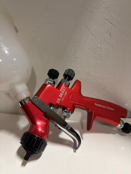 LIL BEAST 0.8mm MINI PAINT GUN SPRAYER for BIKES, GRAPHICS, SMALL PARTS, CERAKOTE, base, clear