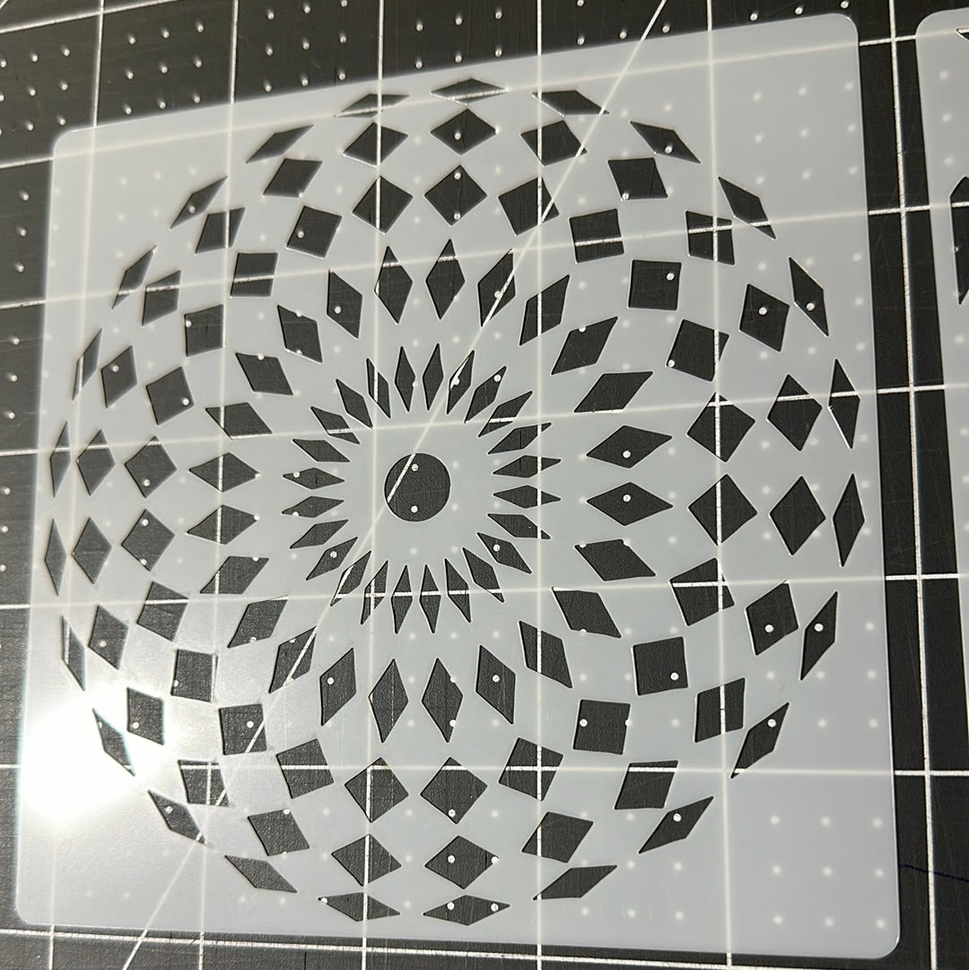 AIRBRUSH STENCILS GEOMETRIC CIRCLES 3D #7, Reuseable ONLY, 4X , 5x5”