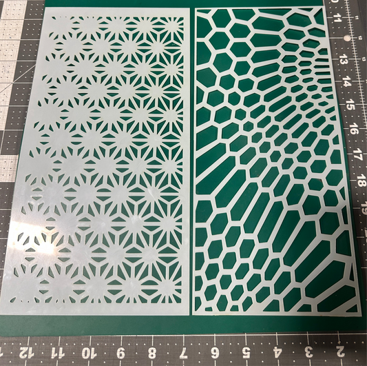 2pc Starline Fade & Hex airbrush Paint STENCIL Reusable