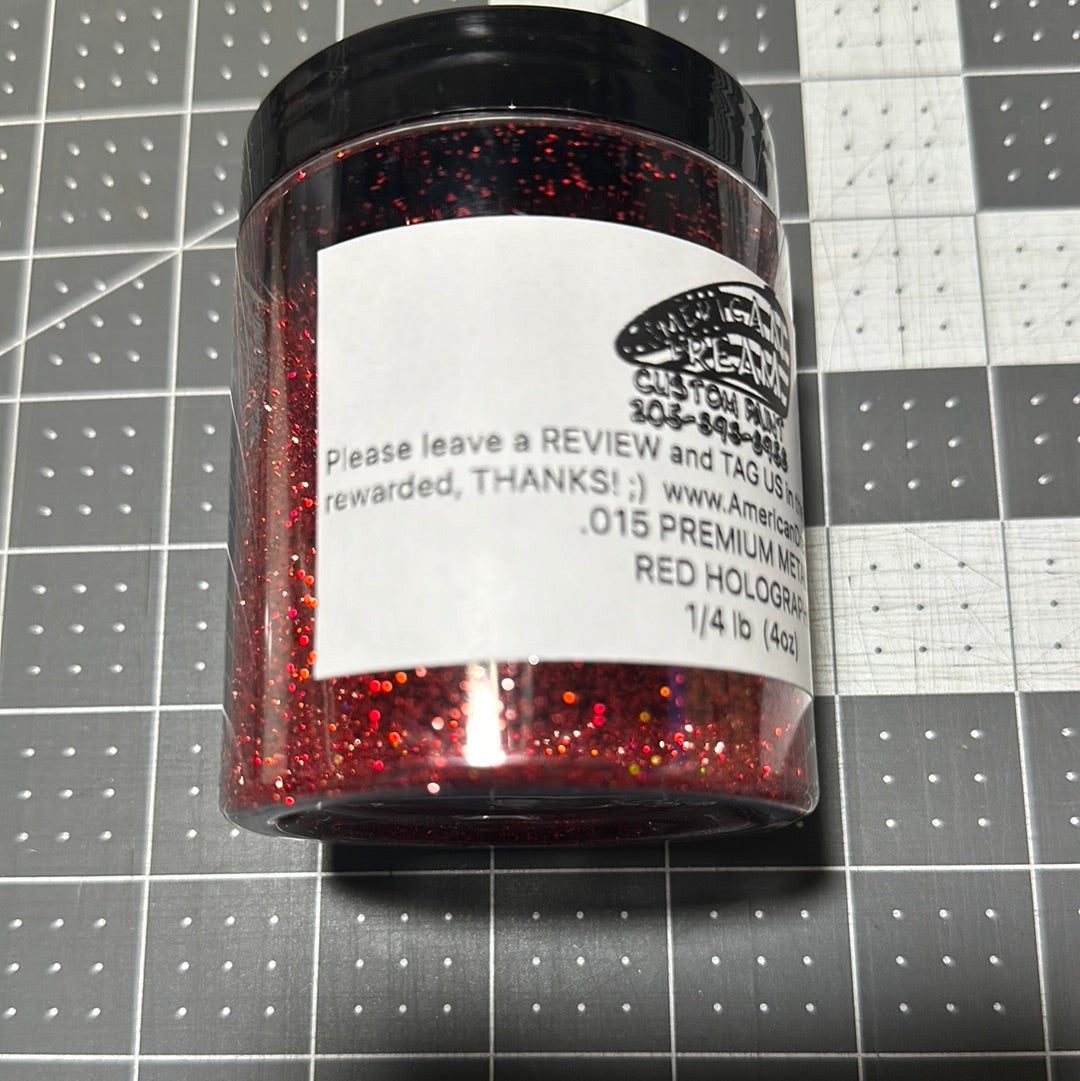 1/4 LB (4oz) HOLOGRAPHIC RED METAL FLAKE  .004 .008 .015 .025