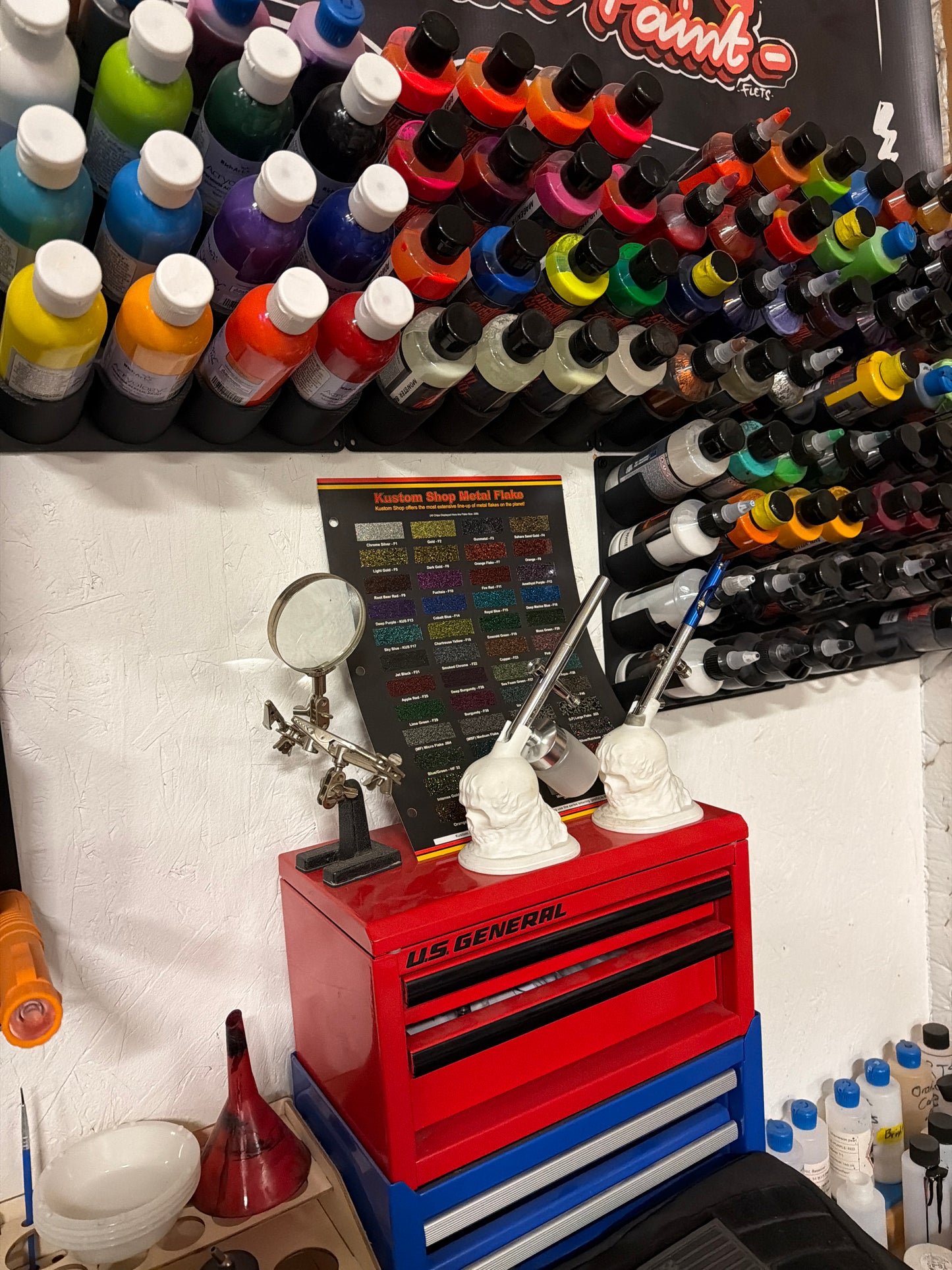 Rack Stand for airbrush paint holds 16X  4-5oz bottles