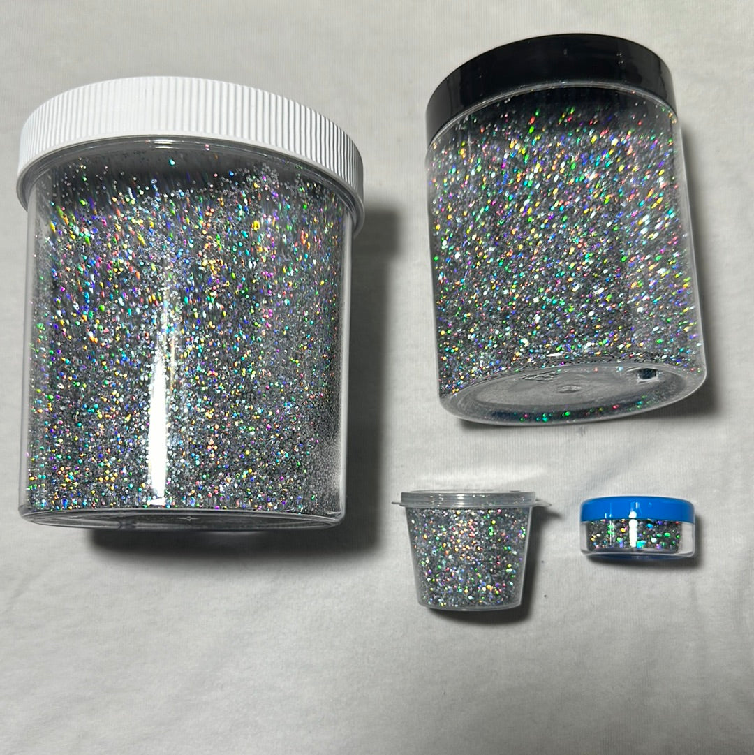 (2oz) HOLOGRAPHIC SILVER METAL FLAKE  .004 .008 .015 .025