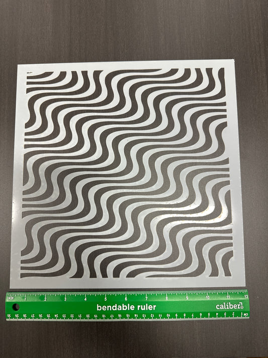 Wavy Lines 3D Flag AIRBRUSH Paint STENCIL Mylar Reusable