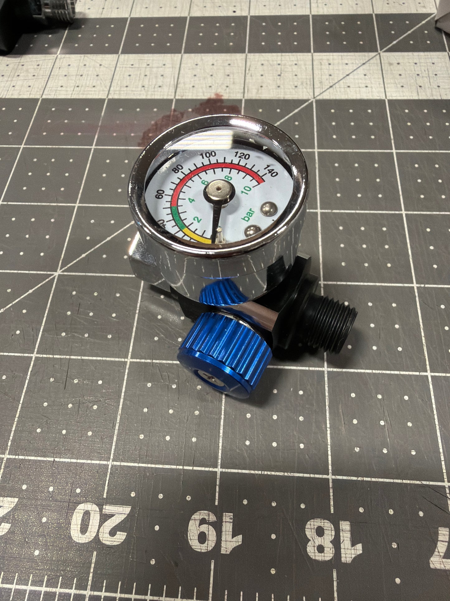 Paint gun / air tool REGULATOR, Aluminum body, very small compact, GLASS FACE, thinner safe