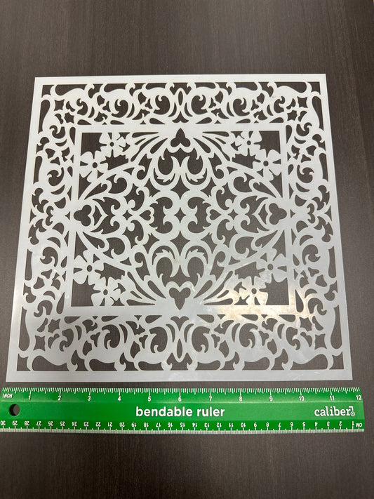 Ornamental Floral 12” LG Filagree cast iron gates airbrush stencil reusable Mylar 10mil