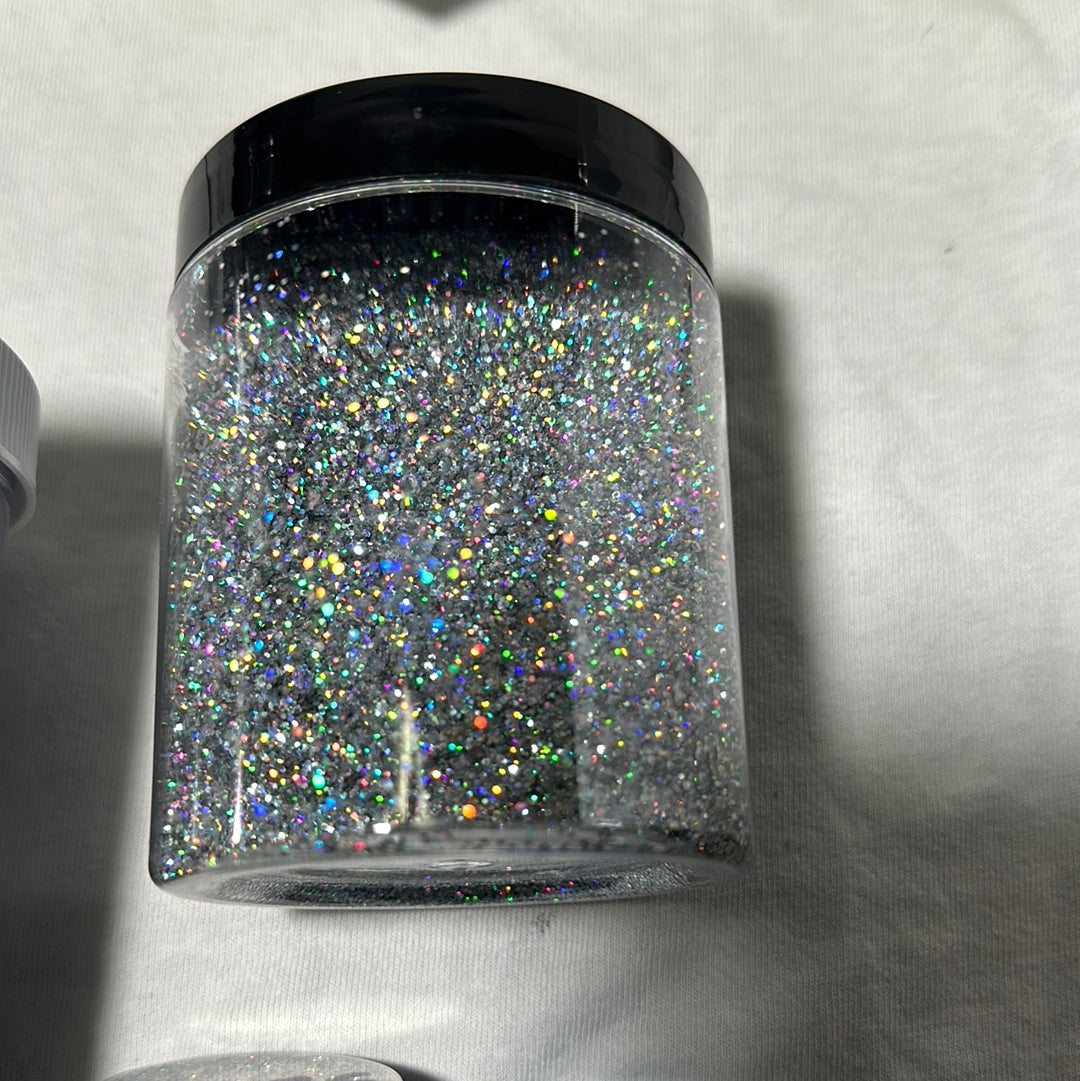 (2oz) HOLOGRAPHIC SILVER METAL FLAKE  .004 .008 .015 .025