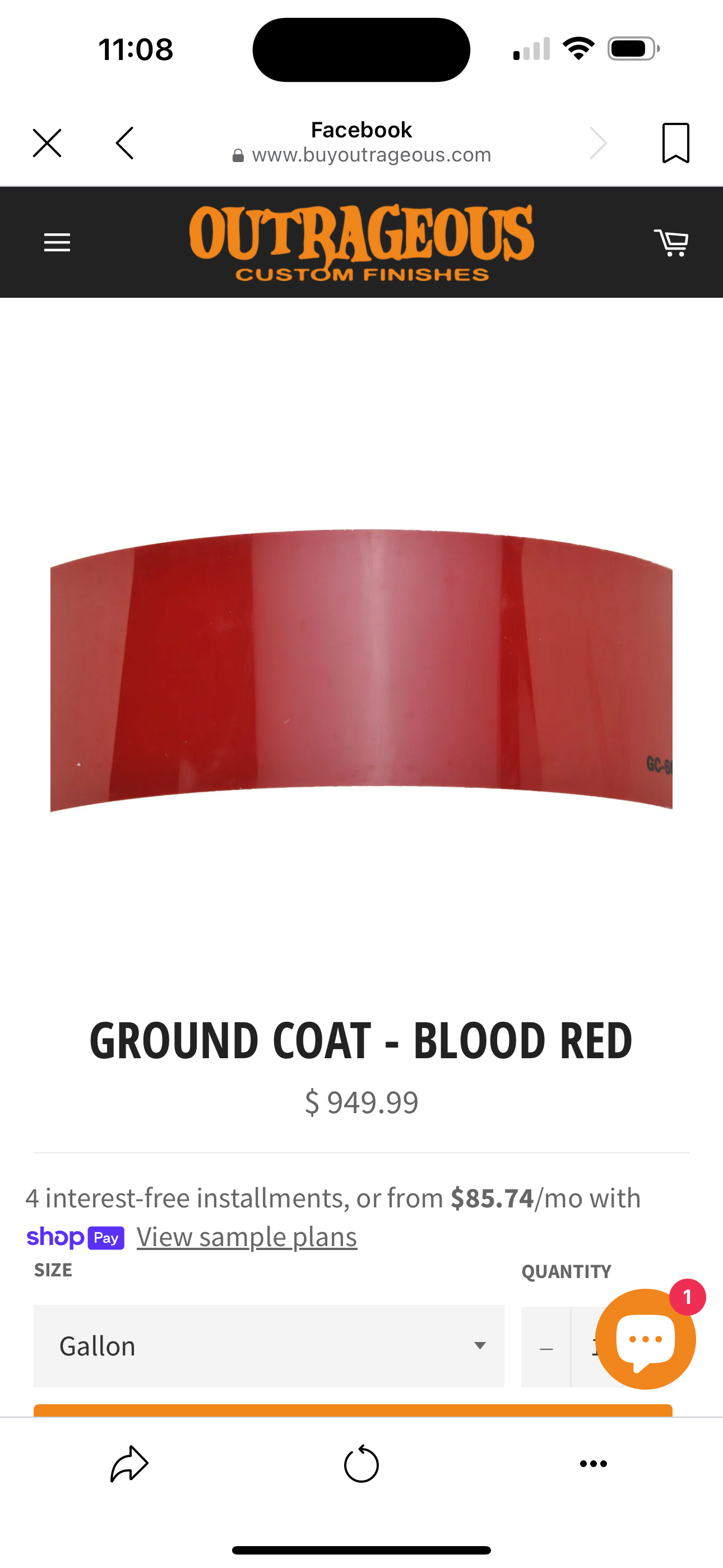 Outrageous Custom Paint BLOOD RED, bright red basecoat 1:1 Mix