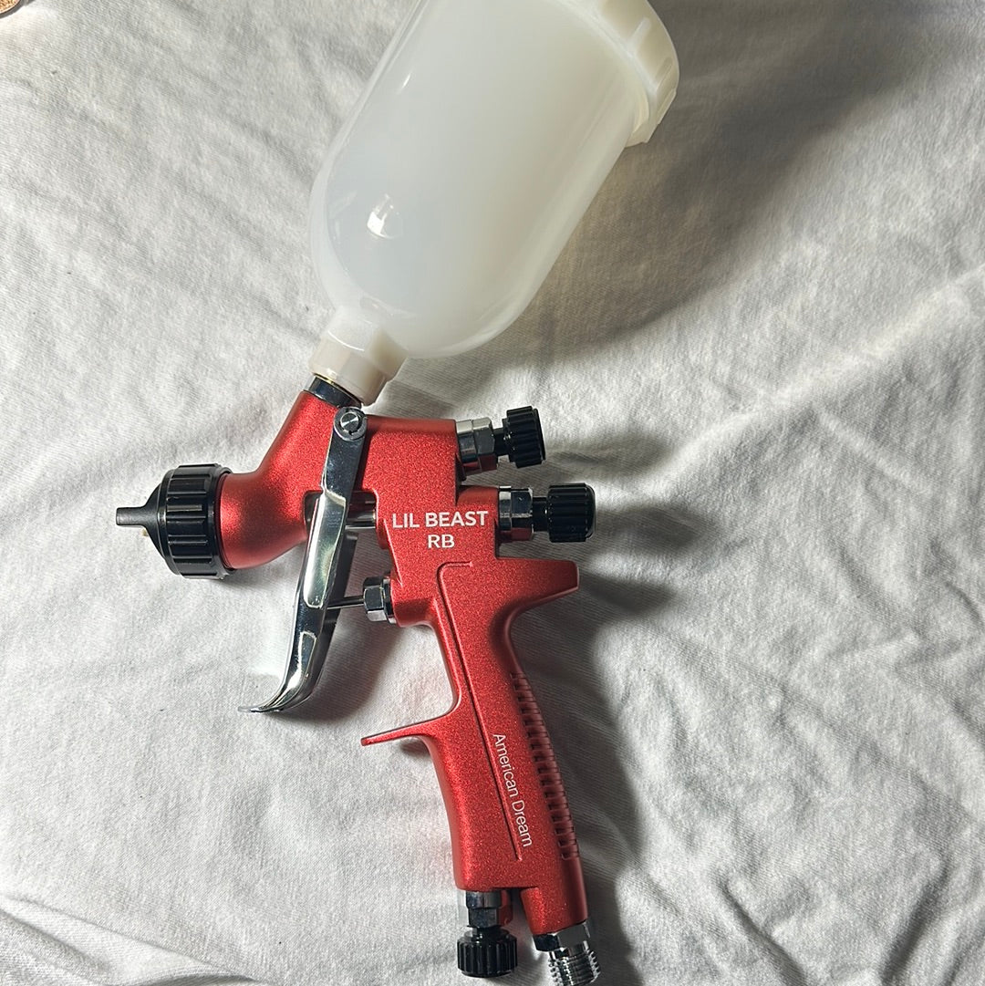 LIL BEAST 0.8mm MINI PAINT GUN SPRAYER for BIKES, GRAPHICS, SMALL PARTS, CERAKOTE, base, clear