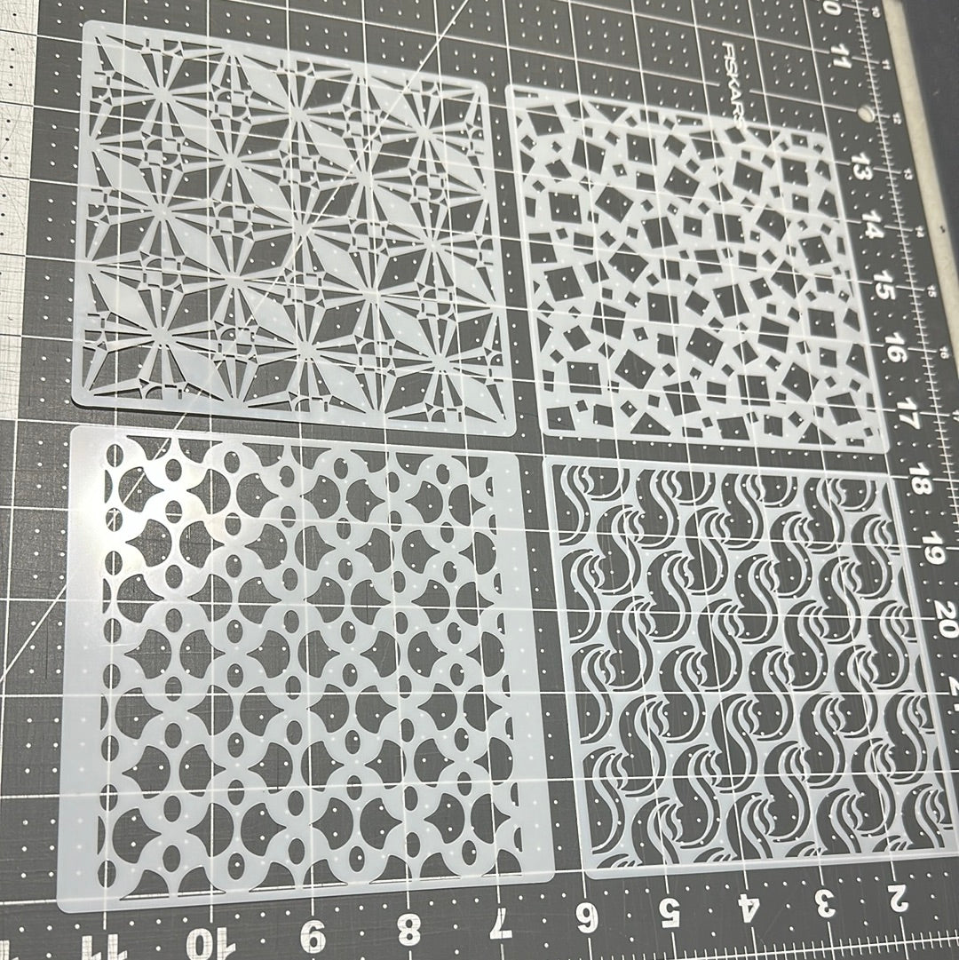 Airbrush Patterns AIRBRUSH STENCILS GEOMETRIC DESIGNS #9, Reuseable ONLY, 4X , 5x5 ...