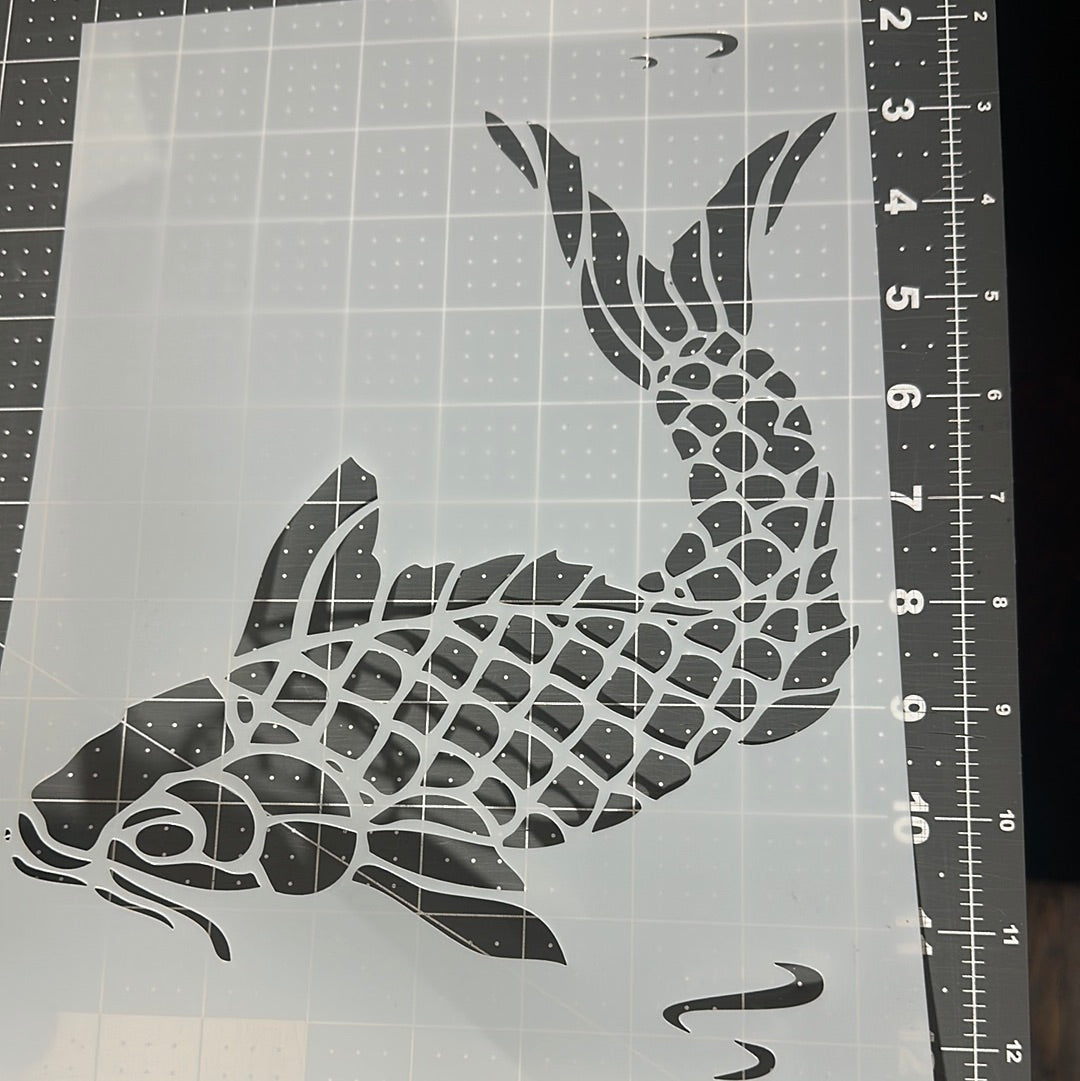 AIRBRUSH STENCIL full 11x8” sheet KOI FISH LARGE  , Reuseable ONLY