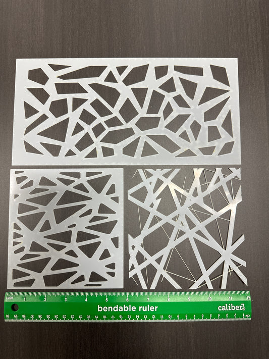 Crystal Caves 3pc SET AIRBRUSH Paint STENCIL Mylar Reusable