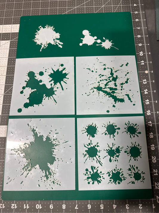 4pc Ink Splatter Texture AIRBRUSH Paint STENCIL Reusable
