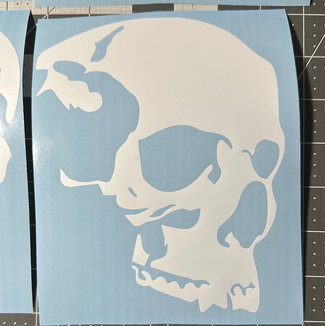 AIRBRUSH STENCILS 11x11” sheet , SKULLS #1 DESIGN , 4X, vinyl stick on ONLY, 6” each, bike tank