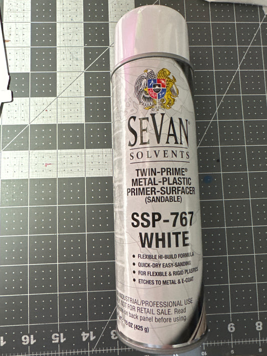 SALE!  15oz Lg. Spray Can WHITE PRIMER sandable for metal and plastic.  Professional quality