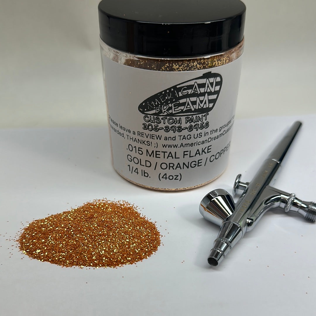 2oz GOLD ORANGE COPPER METAL FLAKE  .002 .004 .008 .015