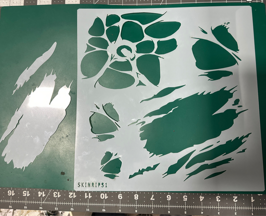 Skin Flesh Rips Tears 3d effect AIRBRUSH Paint STENCIL Reusable