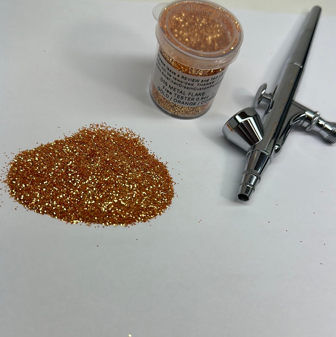 2oz GOLD ORANGE COPPER METAL FLAKE  .002 .004 .008 .015