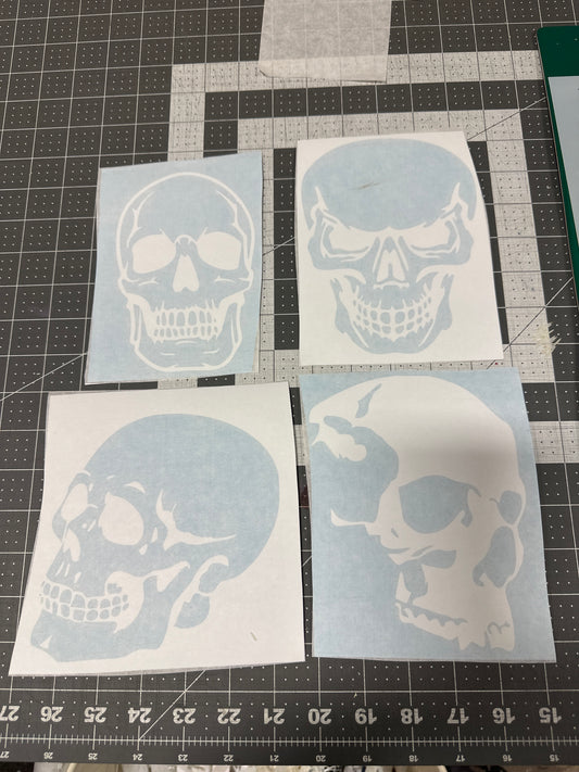 4pc AIRBRUSH STENCILS , SKULLS skull , vinyl stick on ONLY, 6”