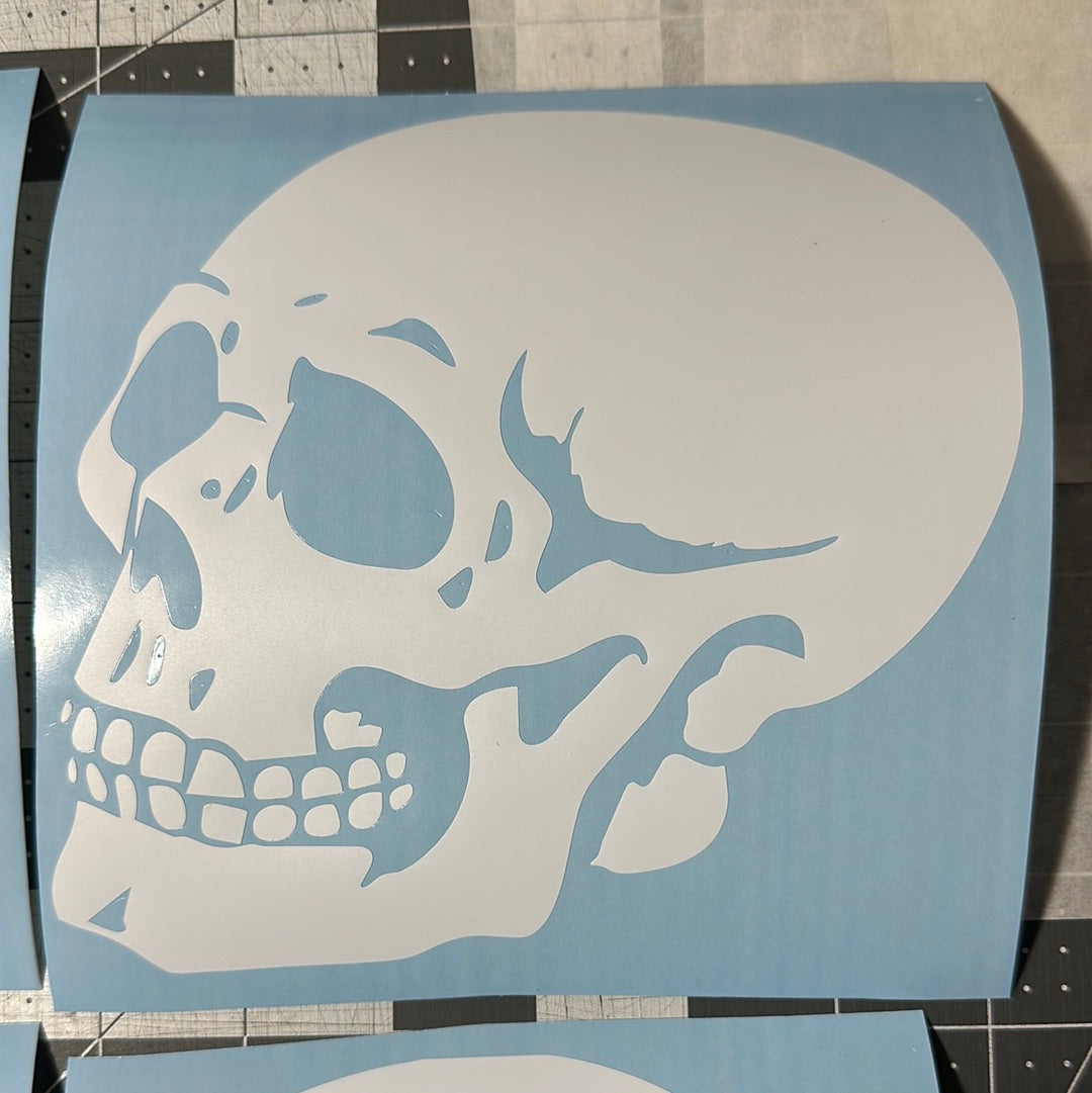 AIRBRUSH STENCILS 11x11” sheet , SKULLS #1 DESIGN , 4X, vinyl stick on ONLY, 6” each, bike tank