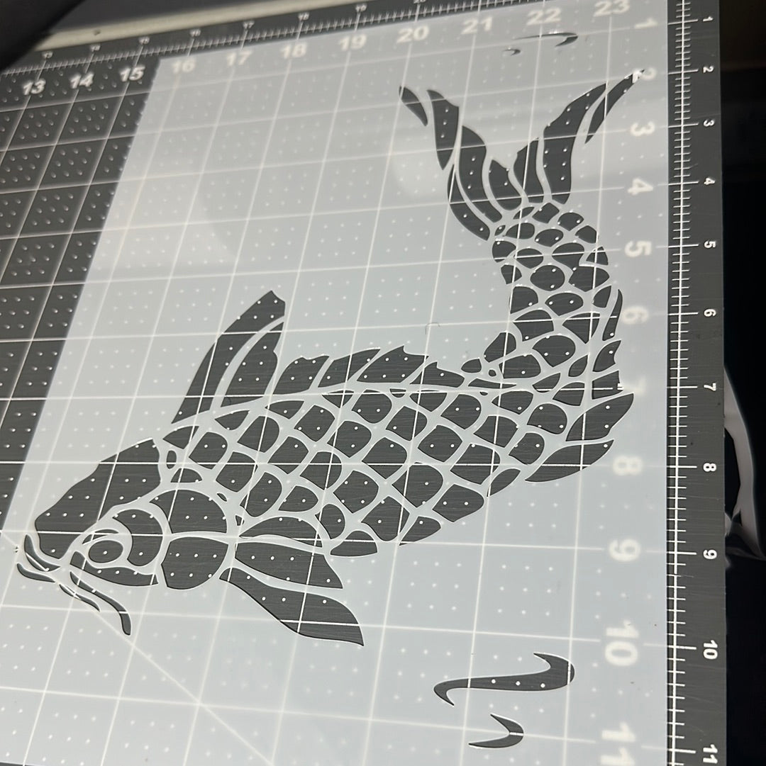 AIRBRUSH STENCIL full 11x8” sheet KOI FISH LARGE  , Reuseable ONLY