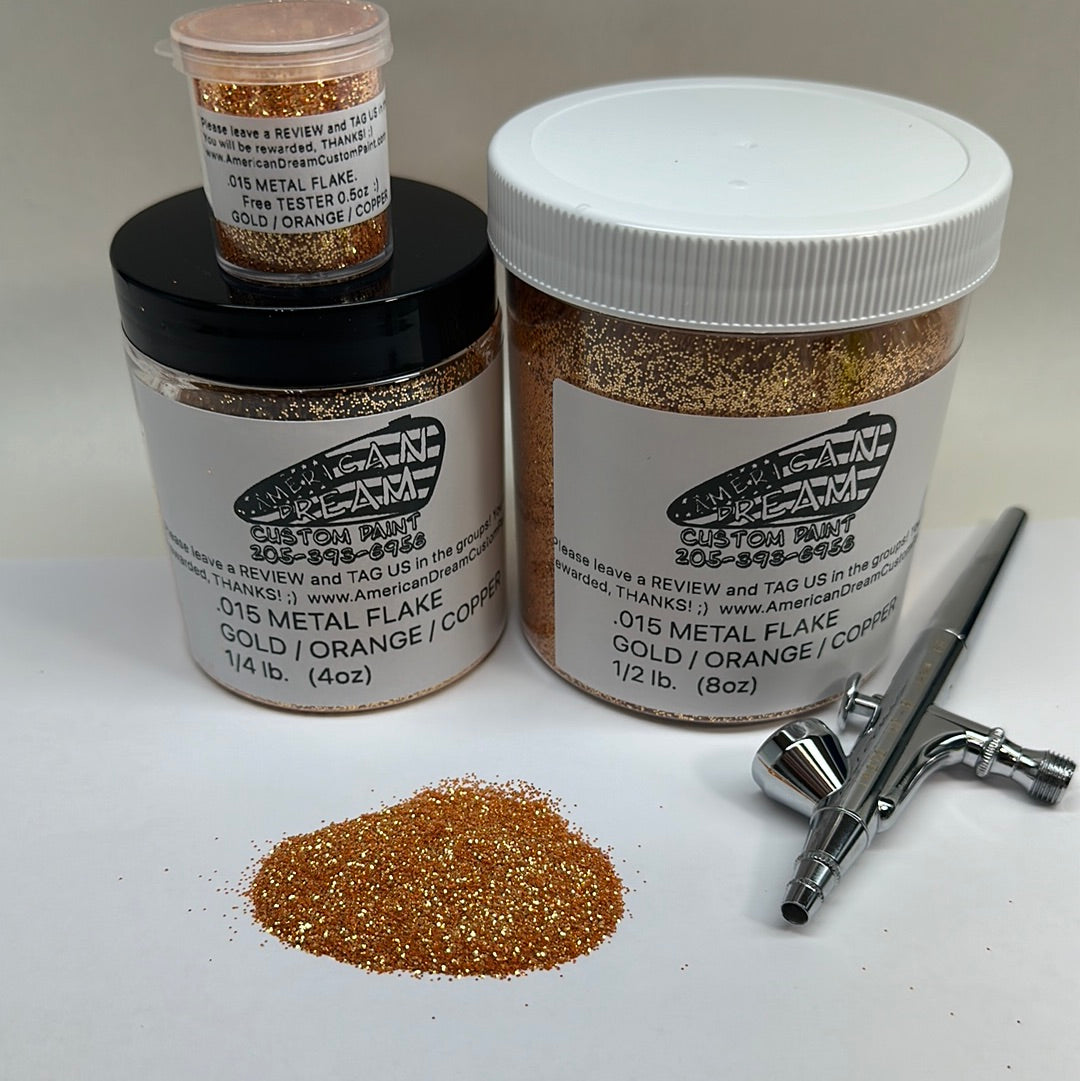 2oz GOLD ORANGE COPPER METAL FLAKE  .002 .004 .008 .015