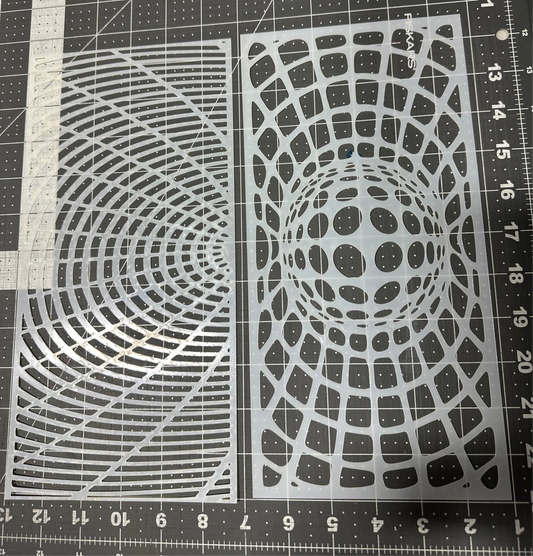 3D Illusion Balls Holes circles 2pc AIRBRUSH Paint STENCIL Reusable