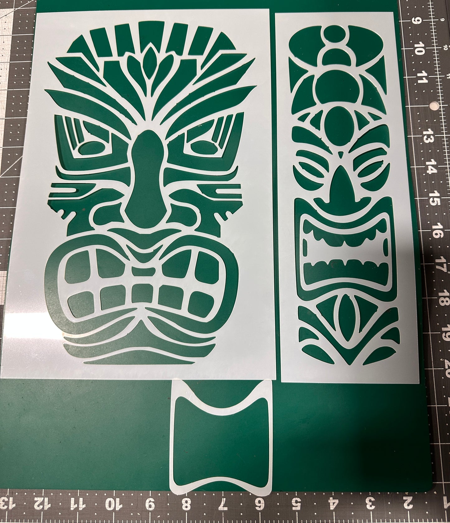 2Pc Tiki Heads LG and small  airbrush Paint STENCIL Reusable