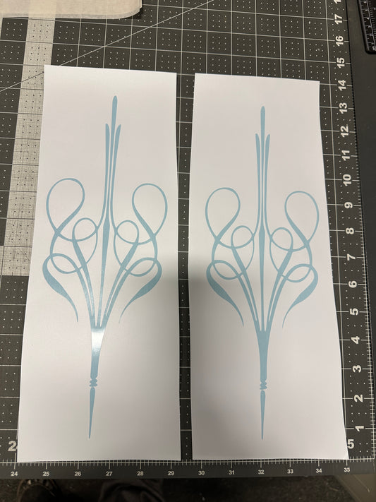 2pc Pinstripe Scroll DESIGN 12x4.25” , vinyl stick on ONLY